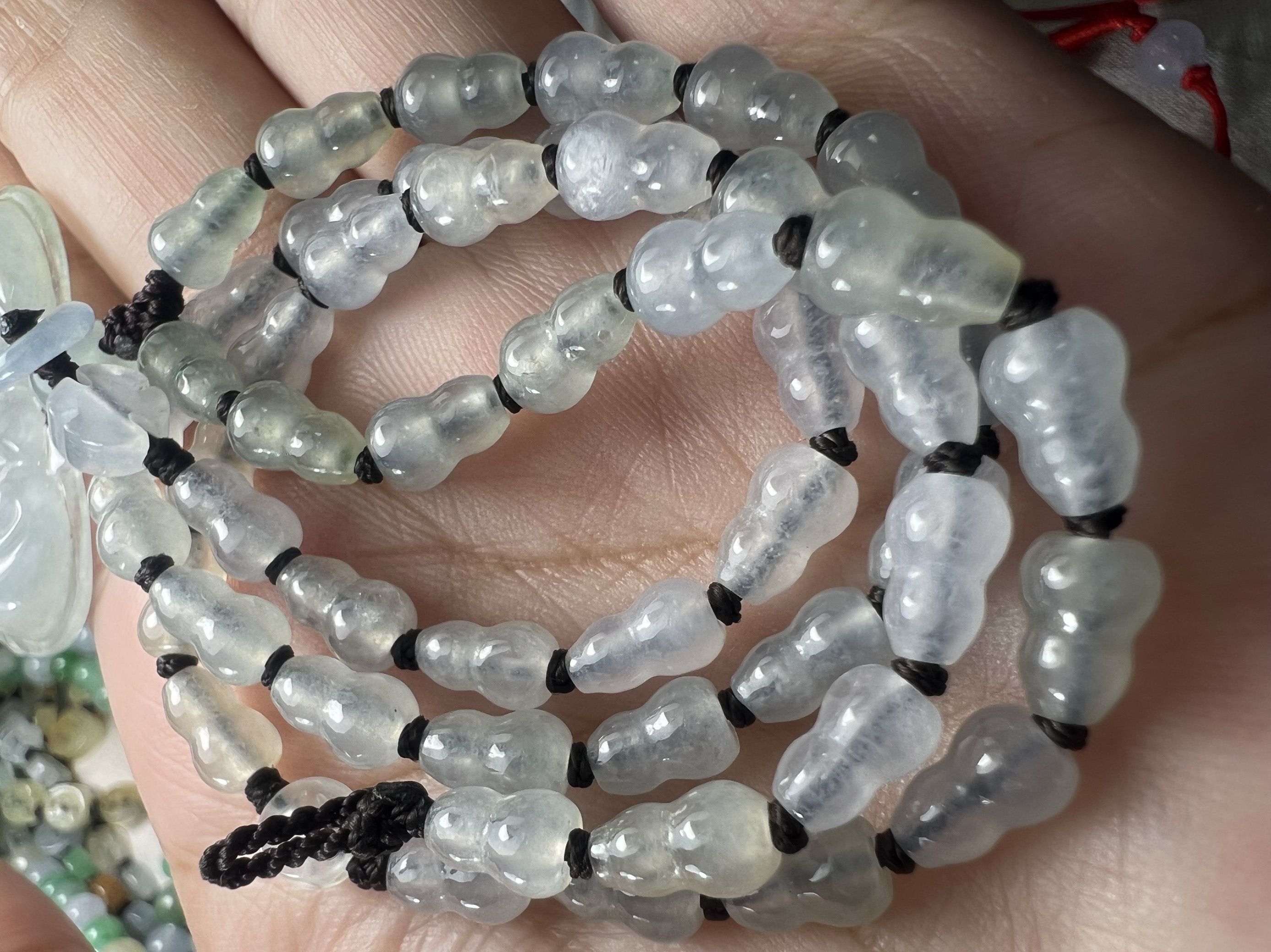 天然缅甸A货翡翠玻璃种葫芦瓶平安扣圆珠项链