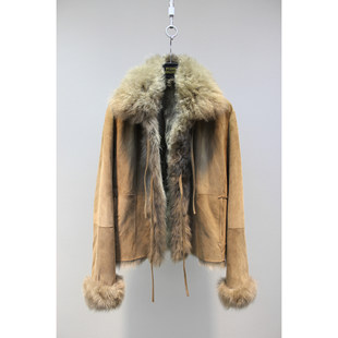 Zoehope 轻奢进口小山羊皮毛一体复古绒面小湖羊毛领皮草外套女款