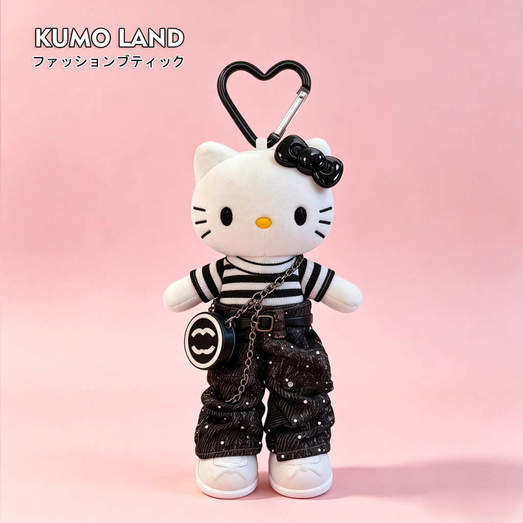 KUMO LAND大长腿kitty猫包包挂件可爱kt猫条纹长筒裤牛仔书包挂饰