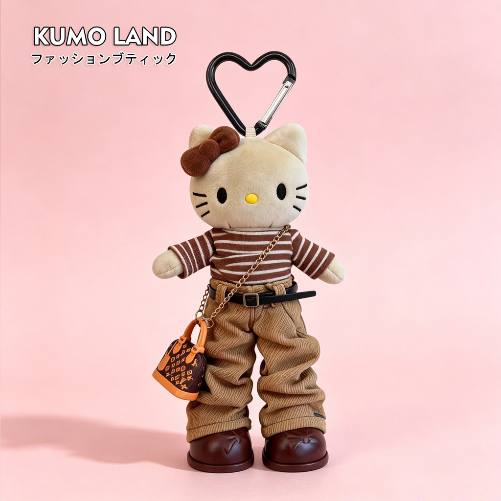 KUMO LAND可爱kt猫条纹长筒裤牛仔kitty猫包包挂件大长腿书包挂饰