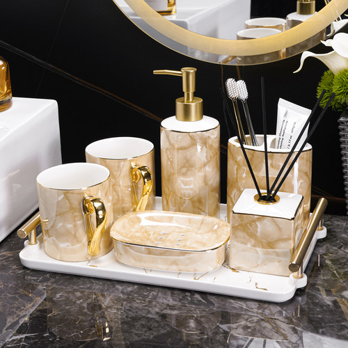 高级感卫浴洗漱套装刷牙漱口杯子轻奢牙具杯家用高档牙刷杯牙缸