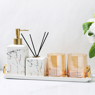 酒店卫浴结婚洗漱用品套装高端轻奢刷牙杯五件套浴室漱口杯情侣