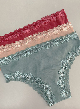蕾丝边速干性感中腰纯色女内裤