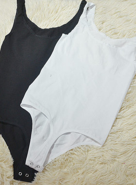 连体新款纯色内搭t恤丁字裤类棉织品吊带黑色打底圆领女内衣背心