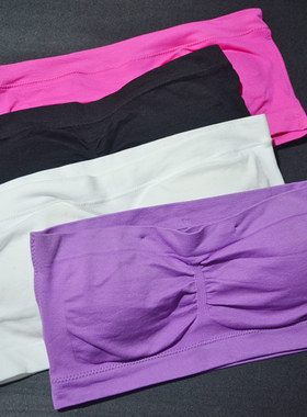 满2件包邮 无缝高弹 抹胸 裹胸带海绵垫罩杯文胸纯色裹胸有加大码