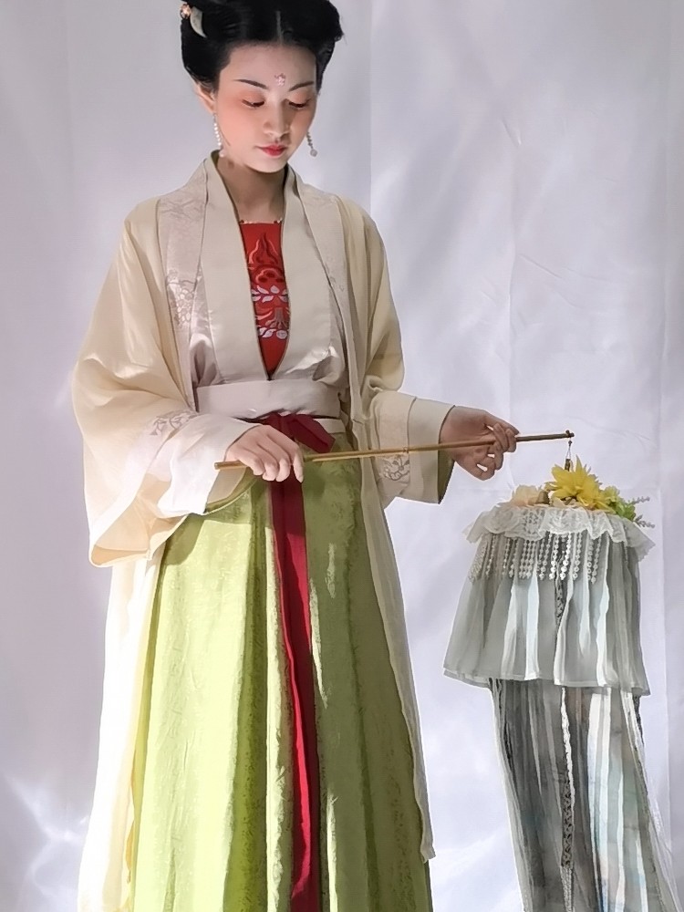 【花妖汉衣堂 新宋抹茶】长干寺飞机袖交窬裙套装包邮送吊带
