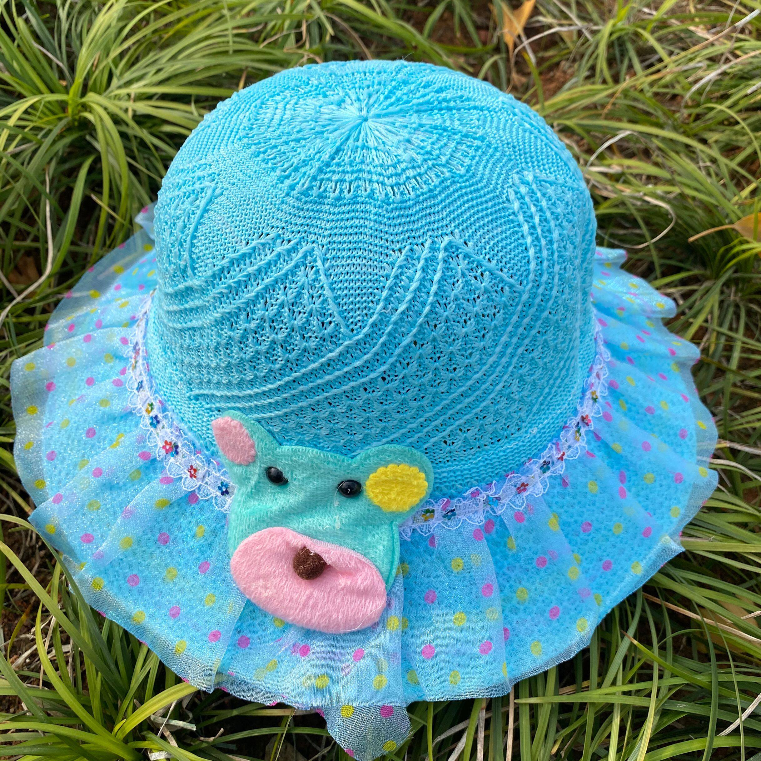 景区地摊货源夏天宝宝帽防晒儿童草帽小花朵女孩遮阳帽夏凉帽童帽