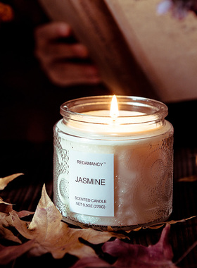 浮雕罐香薰蜡烛香氛精油椰蜡大豆蜡无烟家用室内安神助眠香熏270g