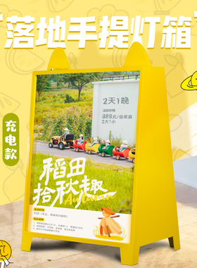 小红书爆款户外双面落地灯箱广告牌展示牌移动可充电可拆卸定制做