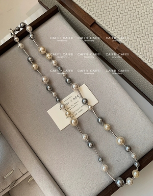 媲美海水大溪地真多麻澳白色切花满天星珍珠贝珠项链轻奢精致饰品