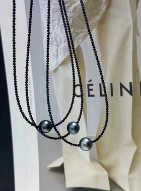 S925纯银明星同款贝珠尖晶石choker项链小众设计感锁骨链女颈链潮