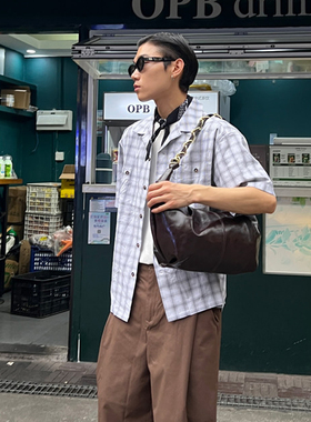 HBZ小众复古单肩腋下hobo托特包饺子包链条港风ins日系街头pu原宿