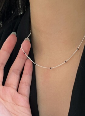 韩国韩版持恒S925纯银几何滴釉项链女小众轻奢冷淡风ins风锁骨链