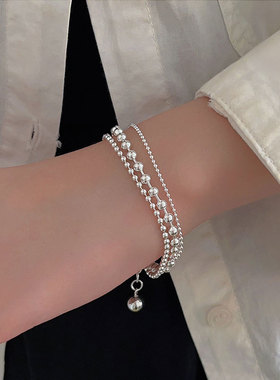 持恒S925纯银简约百搭多层圆珠手链女小众设计感高级冷淡风手饰