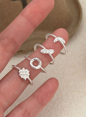 持恒韩国韩版面包脑袋戒指女S925纯银轻奢小清新小众配饰百搭指环