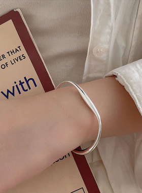 持恒S925纯银几何莫比乌斯环开口手环女韩国新款小众百搭重工手镯