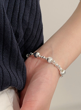 持恒S925纯银手工串珠猫眼圆珠手链女韩国新款高级感爆款复古手饰