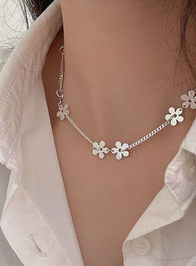 持恒s925纯银简约百搭山茶花项链女韩国小众设计小红书爆款手链