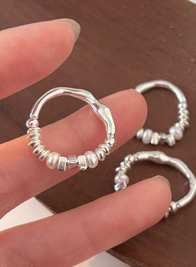 韩国韩版持恒S925纯银碎银子拼接戒指女小众轻奢简约指环2026新款