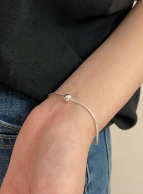 持恒S925纯银圆珠蛇骨手链女简约甜美银珠韩版ins小众手饰气质感