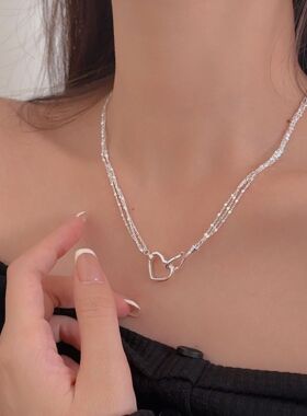 持恒S925纯银多层爱心项链女2026年春夏新款百搭个性小众设计颈链