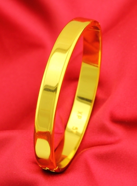 久不掉色999足金暗扣光面手环