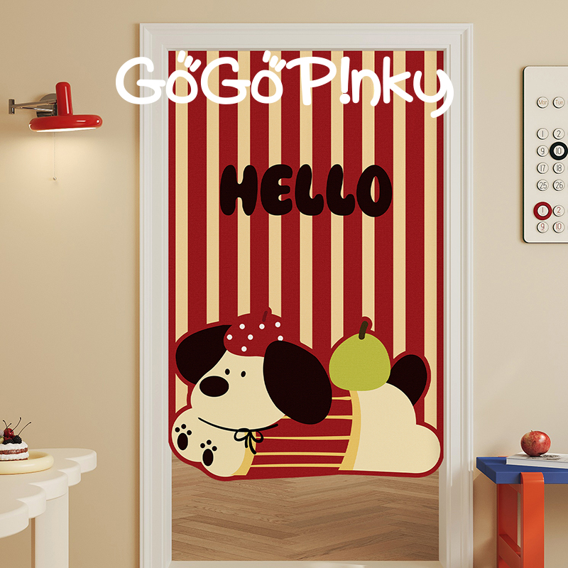 韩系卡通家用入户遮丑帘子整片卧室房间门口防偷窥免打孔隔断门帘