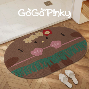 创意可爱凯迪仿亚麻浴室地垫家用卫生间厕所门口吸水防滑脚垫门垫