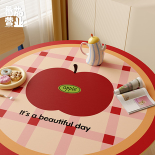 家用圆形餐桌垫红色喜庆圣诞节装饰垫子桌布皮革防水防烫隔热桌垫