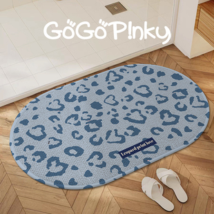 创意高级感家用仿亚麻浴室地垫多巴胺韩系卫生间厕所吸水防滑脚垫