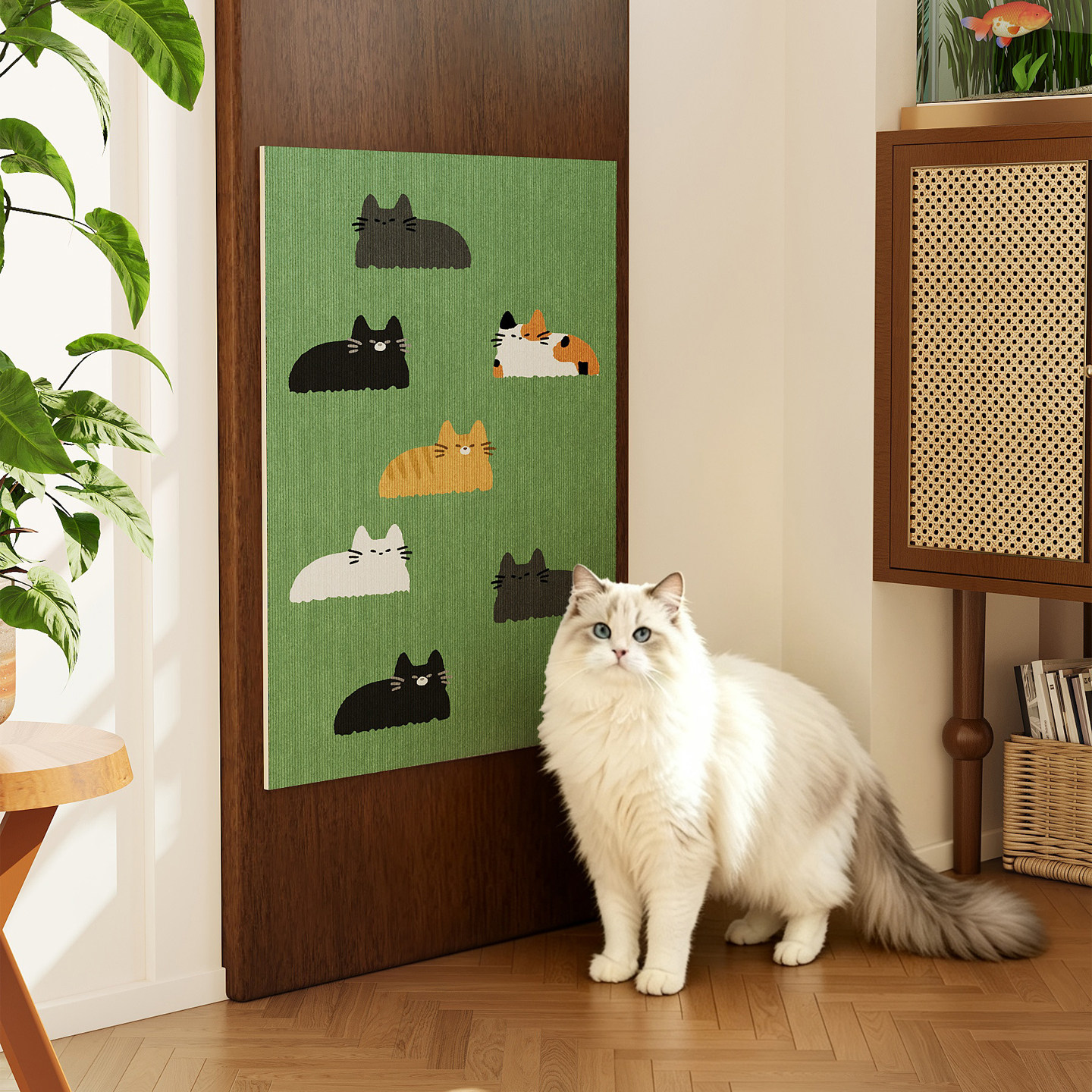 卡通猫抓垫墙面装饰耐抓不掉屑立式猫抓墙贴猫咪磨爪神器宠物用品