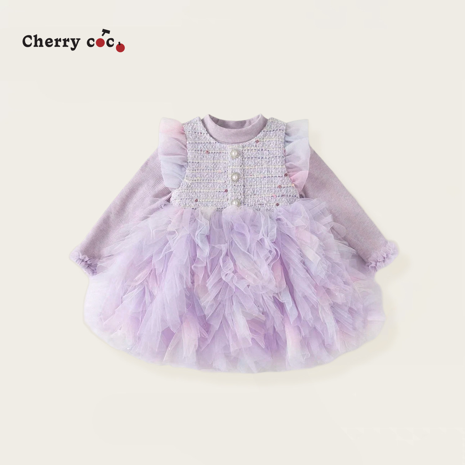Cherrycoco女童套装秋冬新款女宝宝洋气公主裙小香风纱裙二件套