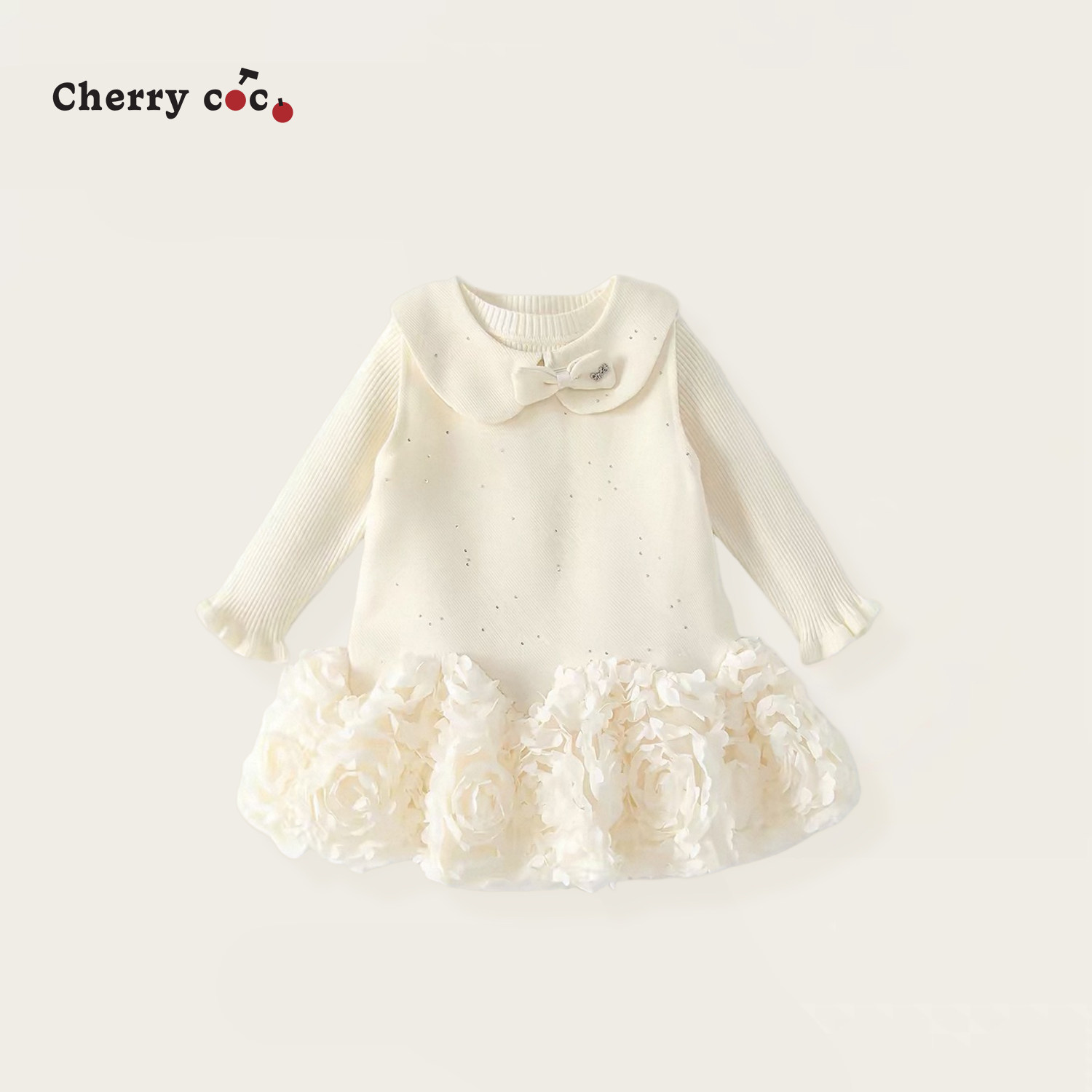 Cherrycoco女童套装秋冬新款女宝宝洋气毛呢网纱背心裙公主二件套