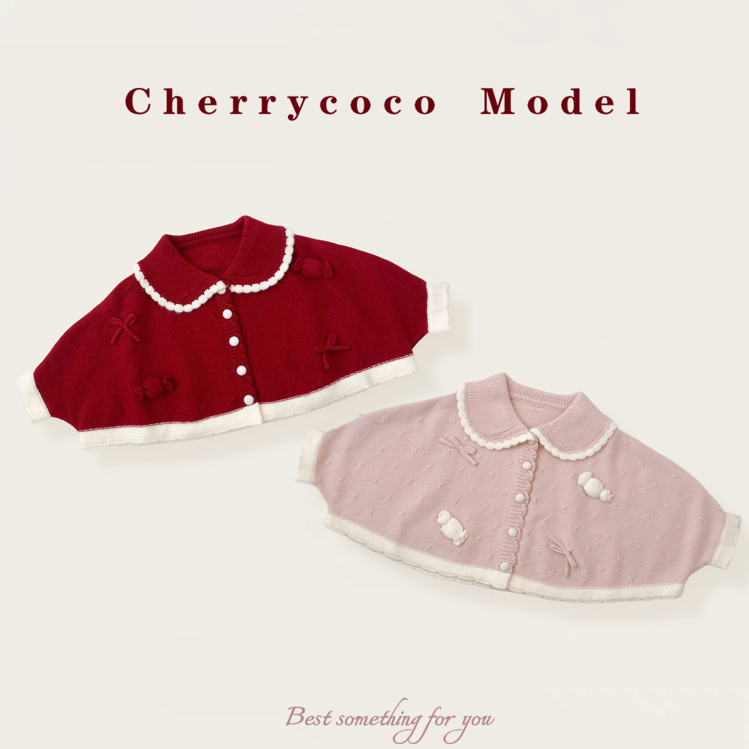 CHERRYCOCO女童针织斗篷2025秋冬新款女宝宝甜美公主可爱毛线外套
