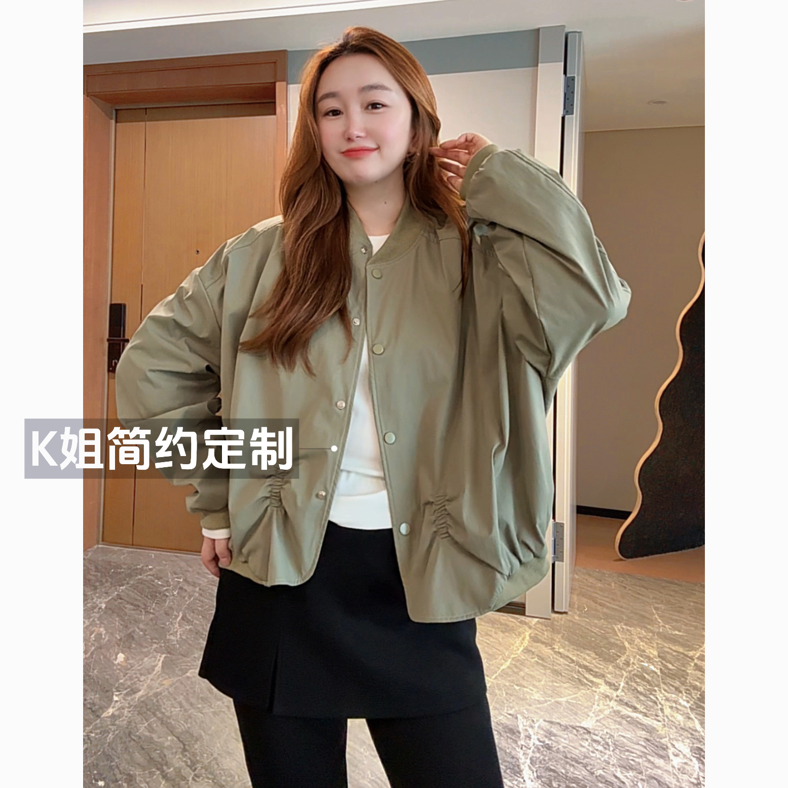 2025新款长袖棒球领飞行夹克外套女春秋宽松显瘦短款设计感上衣