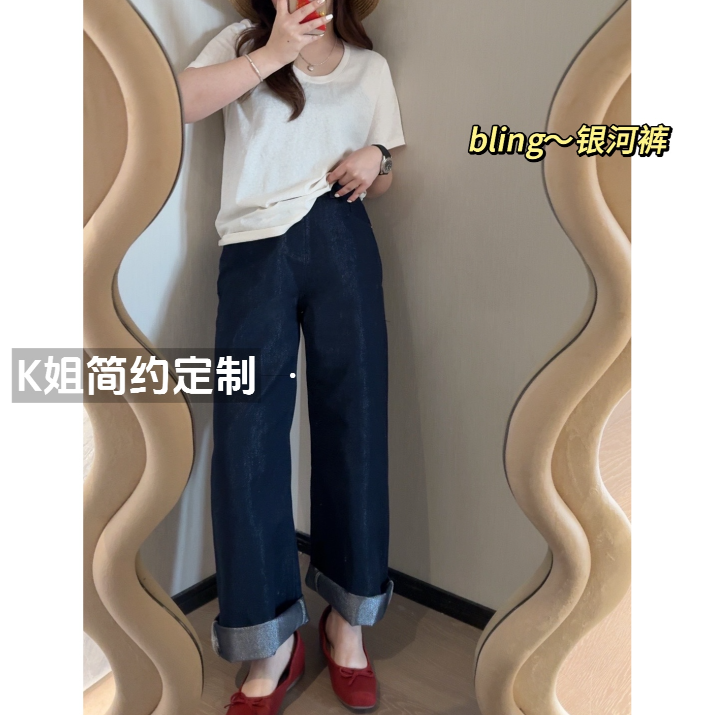 KK定制2025新款复古蓝色直筒牛仔裤女春夏季时尚高腰显瘦宽松裤子