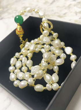 ZHAZHA韩国新款时尚简约百搭款巴洛克珍珠项链女小众设计感毛衣链