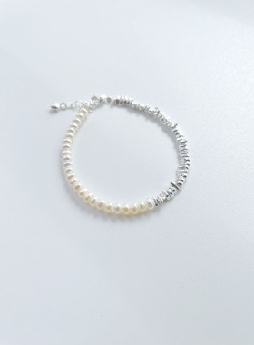 ZHAZHA韩国新款高级时髦天然珍珠高级碎银手链大女主甜美风饰品女