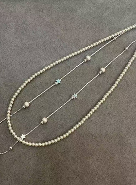 ZHAZHA韩国新款时尚简约百搭小众设计感双层珍珠项链女高级感颈链