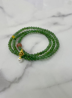 ZHAZHA卡4碧玉小米珠新款时尚简约百搭款项链女小众设计感手链 女