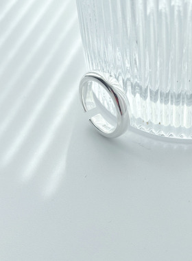 ZHAZHA韩国新款时髦个性精致高级光面S925银宽版时尚开口戒指指环