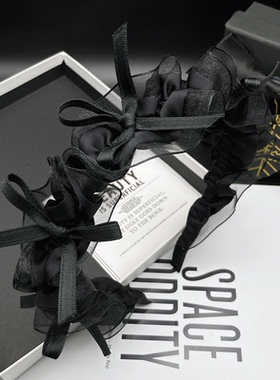 黑色蝴蝶结发卡发箍女高级感网纱气质发窟头饰压发洗脸时尚头箍