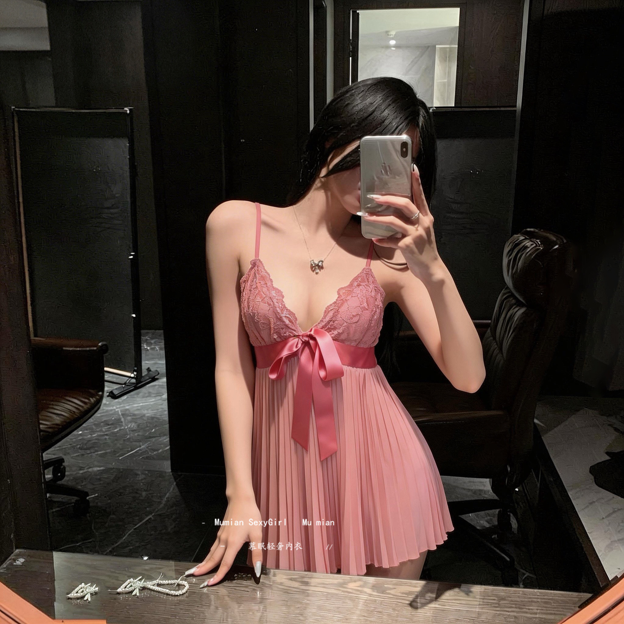 夏季绝美蕾丝吊带睡裙带胸垫大码图片