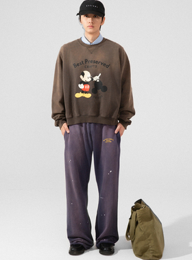 BPCALL 25AW 紫苏卫裤直筒重工泼墨卷边裤脚美式重磅垂感cleanfit