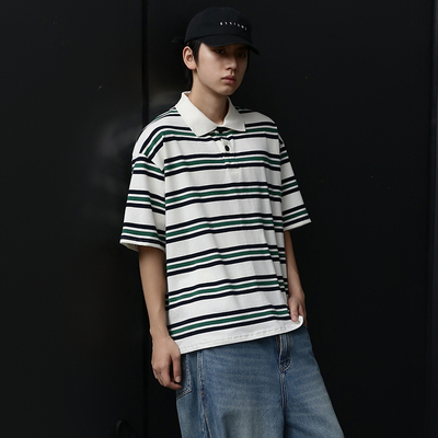 清货 BPCALL 25SS 条纹POLO衫短袖宽松简百搭美式复古男女通款