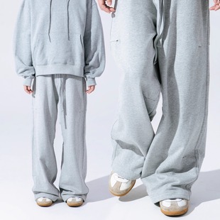 男女通款 BPCALL24AW三褶卫裤 480g宽松阔腿重磅简约cleanfit休闲裤