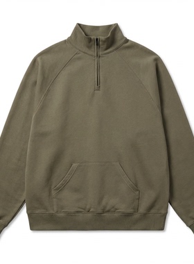 BPCALL 26SS 立领半拉链卫衣Vintage厚520克加绒卫衣ins帽衫外套