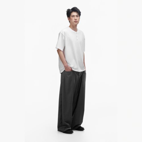 BPCALL 26SS 3.0(进口棉)亨利领T恤美式复古短宽款阿美咔叽重磅