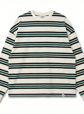 BPCALL 26SS 条纹长袖日系复古cityboy百搭秋冬新品廓形男女通款