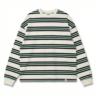 廓形男女通款 BPCALL 日系复古cityboy百搭秋冬新品 条纹长袖 26SS